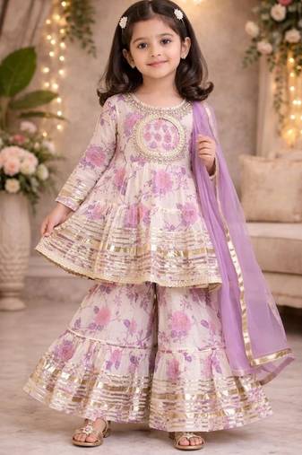 Lavender rose anarkali set