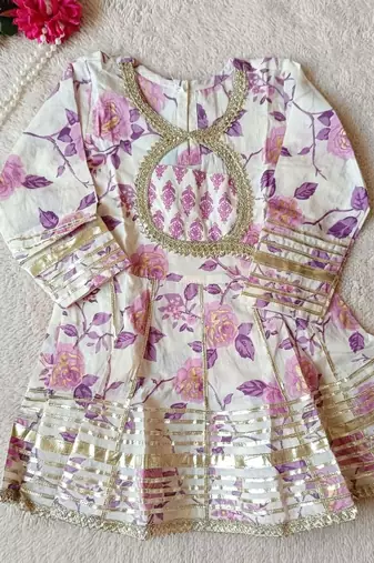 Lavender rose anarkali set
