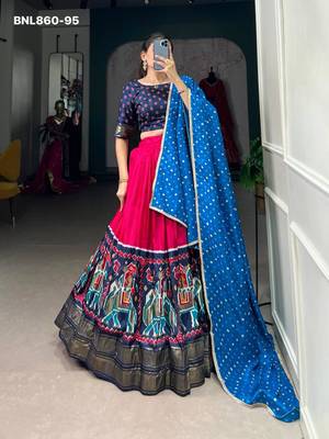 Pink Silk Blend Printed Traditional Sangeet Lehenga Choli Set 1