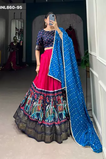 Pink Silk Blend Printed Traditional Sangeet Lehenga Choli Set