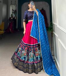 Pink Silk Blend Printed Traditional Sangeet Lehenga Choli Set