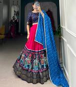 Pink Silk Blend Printed Traditional Sangeet Lehenga Choli Set