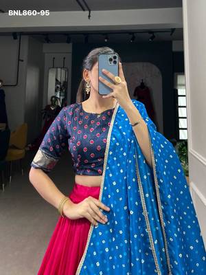 Pink Silk Blend Printed Traditional Sangeet Lehenga Choli Set 2