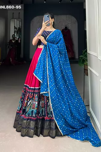 Pink Silk Blend Printed Traditional Sangeet Lehenga Choli Set