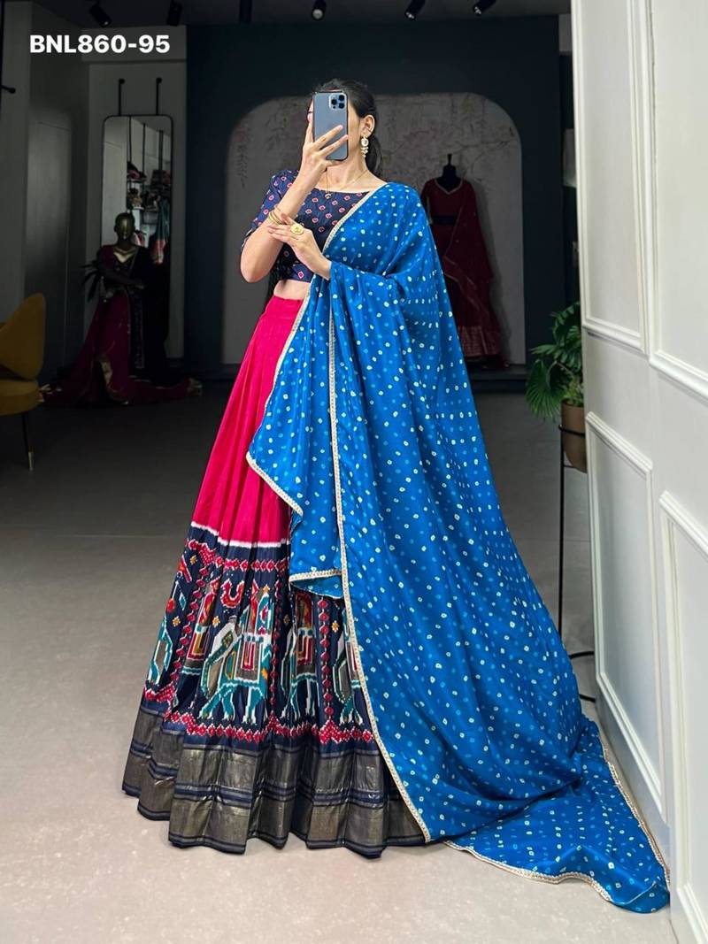 Pink Silk Blend Printed Traditional Sangeet Lehenga Choli Set