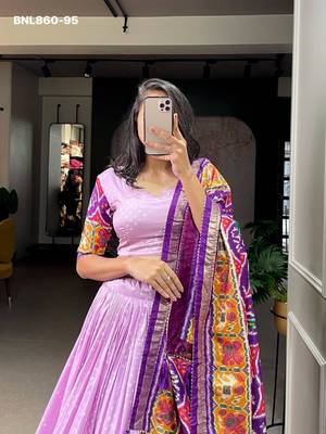 Lavender Silk Blend Printed Designer Party Wear Lehenga Choli Set 2