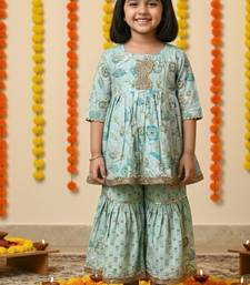Tea green floral anarkali set