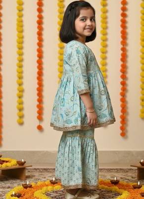 Tea green floral anarkali set 3