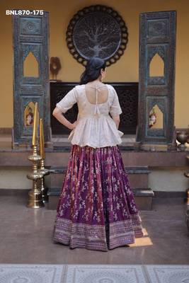 Purple Viscose Embroidered Traditional Party Wear Lehenga Choli Set 2