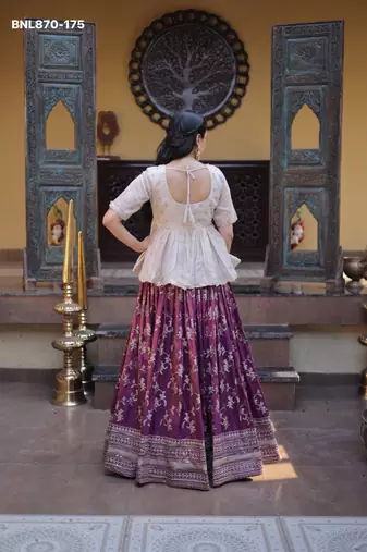 Purple Viscose Embroidered Traditional Party Wear Lehenga Choli Set