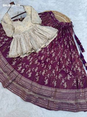 Purple Viscose Embroidered Traditional Party Wear Lehenga Choli Set 3