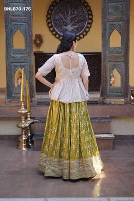 Parrot Green Viscose Embroidered Festive Sangeet Lehenga Choli Set 3