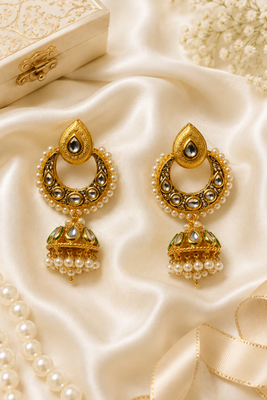 Gold Meenakari Premium Kundan Jhumka 2