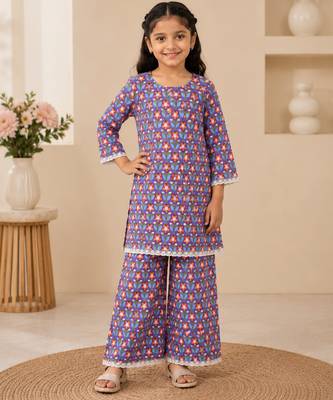 Purple girls palazzo set 1