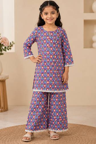 Purple girls palazzo set