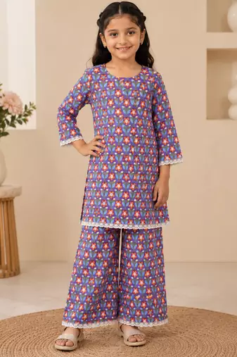 Purple girls palazzo set