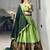 Parrot Green Silk Blend Printed Kalamkari Festive Lehenga Choli Set