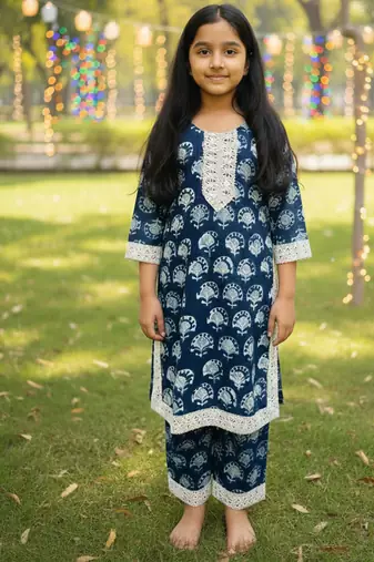 Blue block print palazzo set