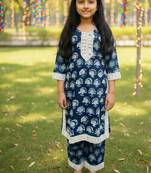 Blue block print palazzo set