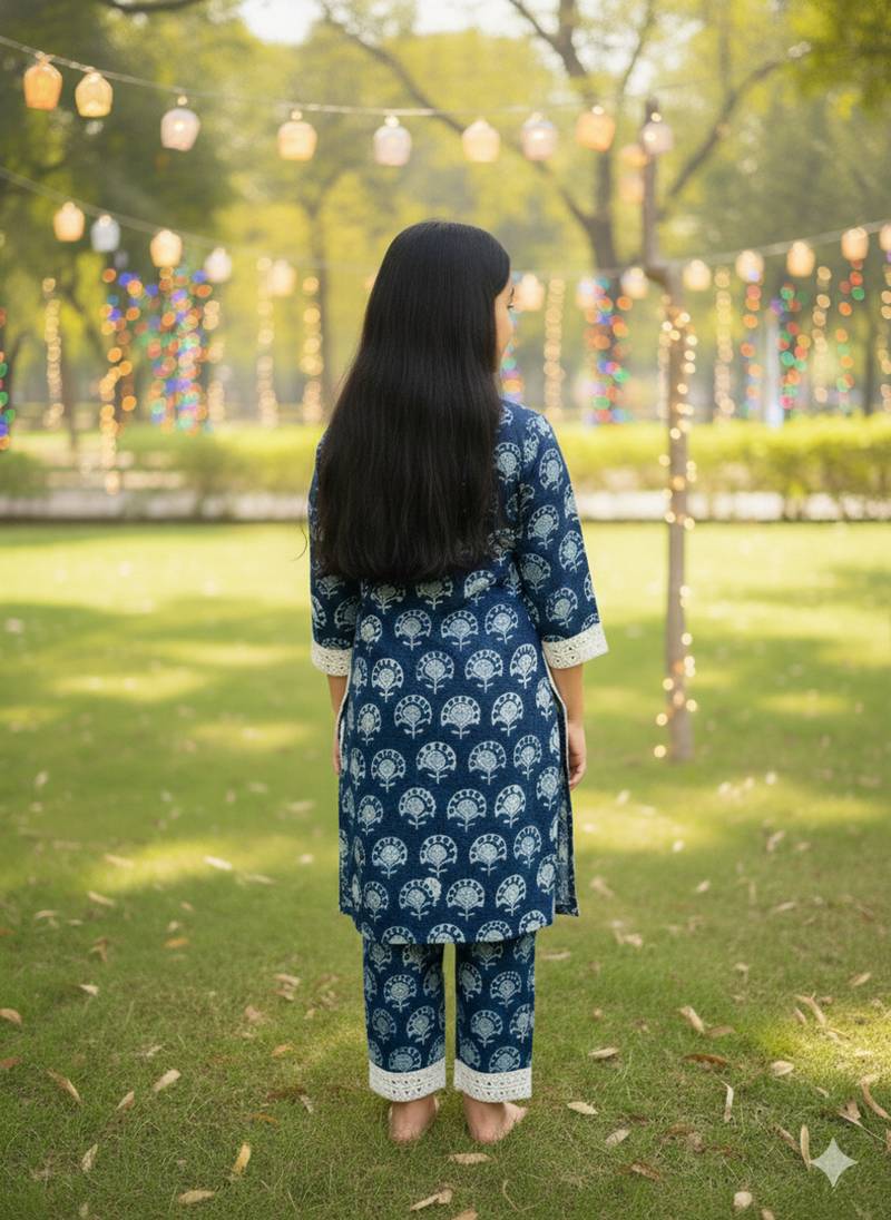 Blue block print palazzo set