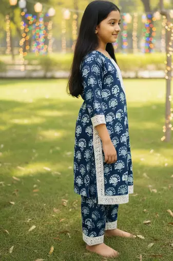 Blue block print palazzo set