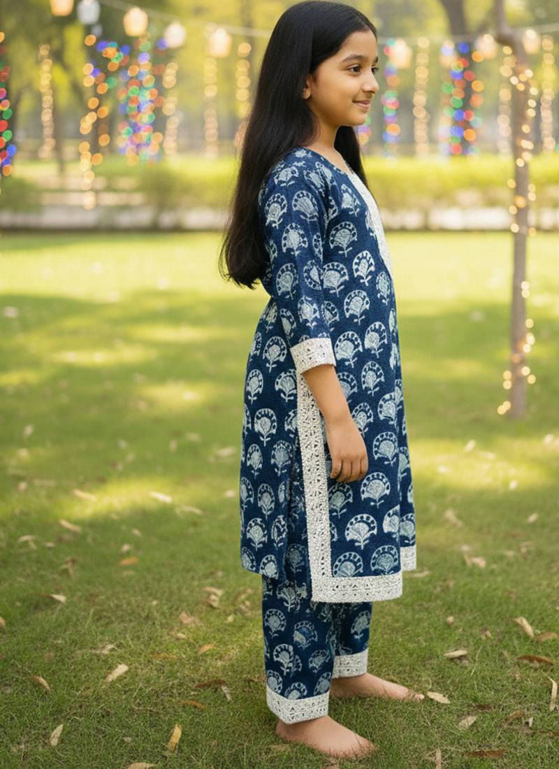 Blue block print palazzo set