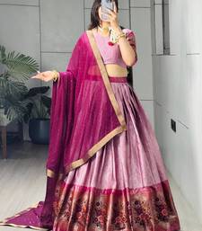 Pink Silk Blend Printed Kalamkari Traditional Sangeet Lehenga Choli Set
