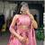 Pink Chiffon Printed Floral Sangeet Party Wear Lehenga Choli Set