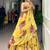 Yellow Chiffon Printed Floral Haldi Sangeet Lehenga Choli Set
