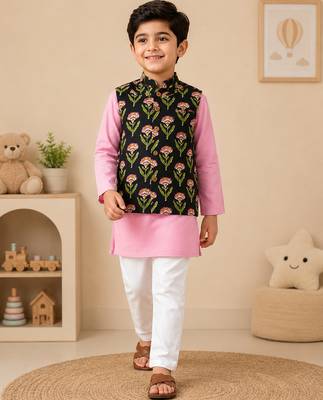 Black floral kurta set 1