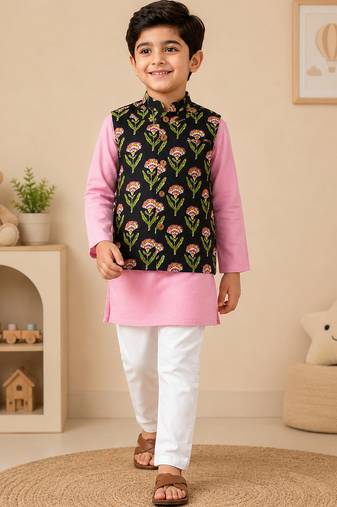 Black floral kurta set