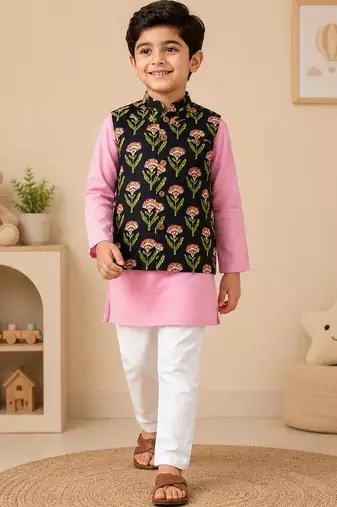 Black floral kurta set