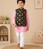 Black floral kurta set
