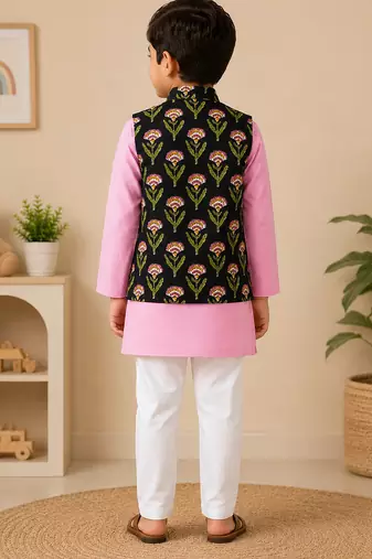 Black floral kurta set