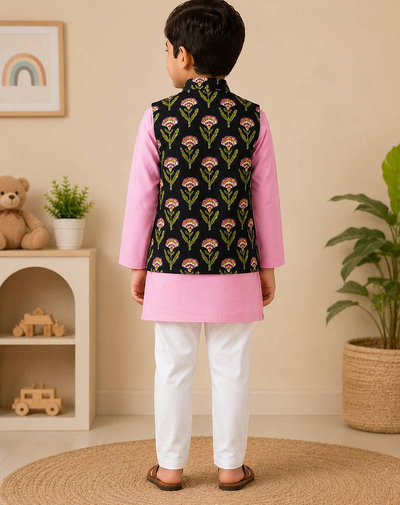 Black floral kurta set