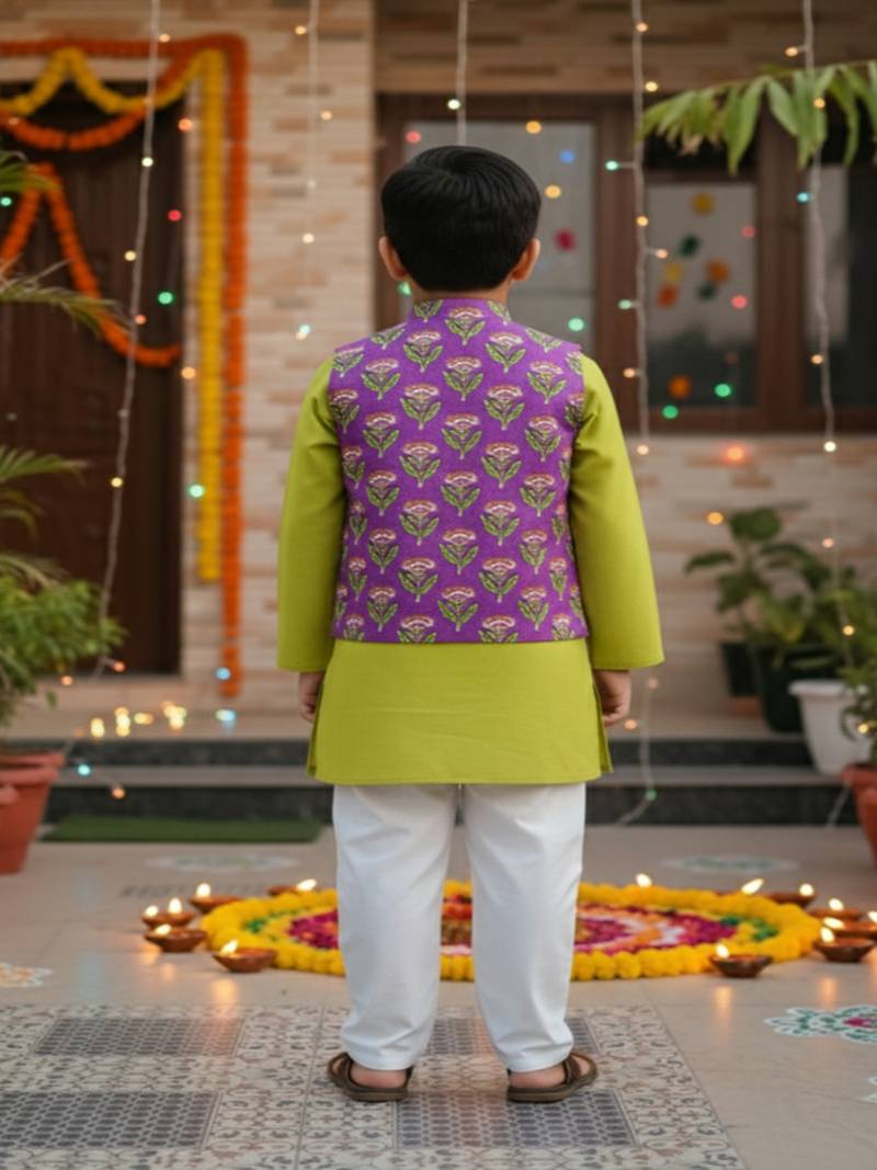 Lavender floral kurta set