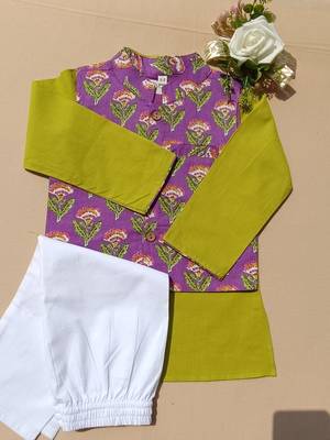 Lavender floral kurta set 3