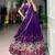 Dark Purple Silk Blend Printed Kalamkari Party Wear Lehenga Choli Set