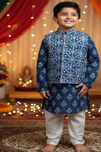 Blue patola kurta set