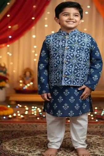Blue patola kurta set