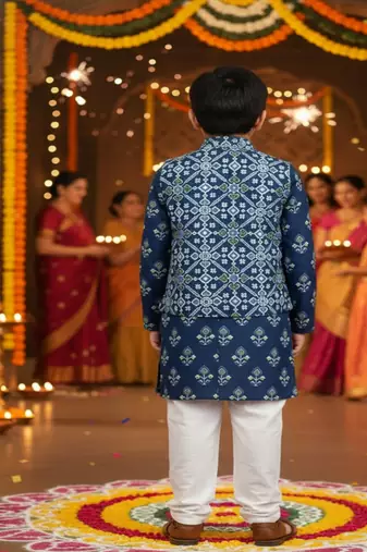 Blue patola kurta set