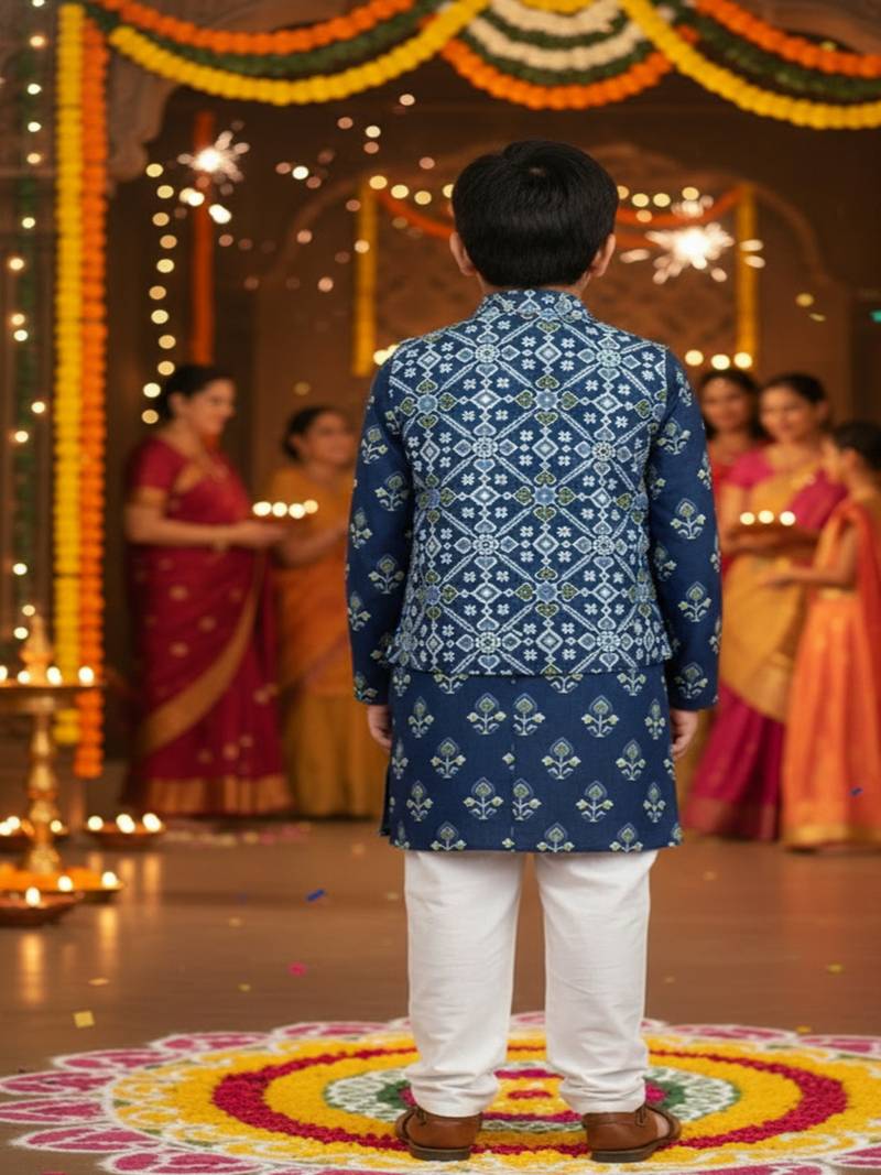 Blue patola kurta set