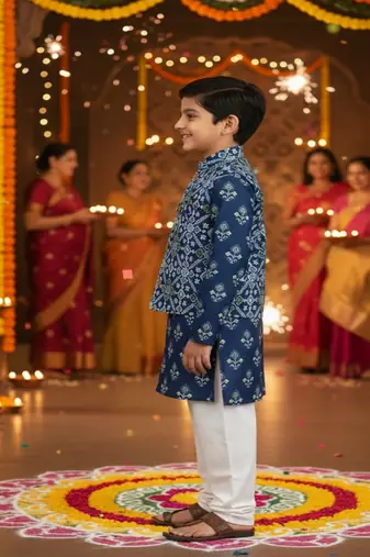 Blue patola kurta set