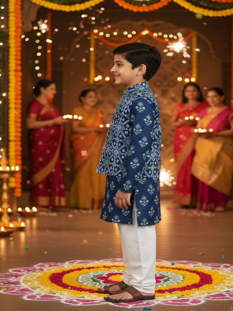 Blue patola kurta set