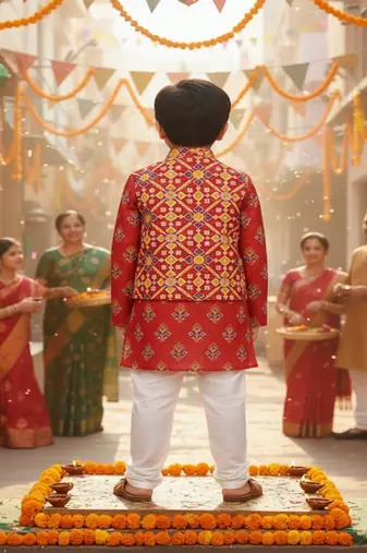 Red patola kurta set