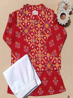Red patola kurta set 3