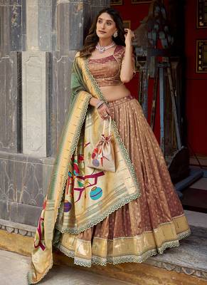 Festive Shimmer Organza Zari Woven Chaniya Choli with Designer Lace Border 1
