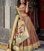 Festive Shimmer Organza Zari Woven Chaniya Choli with Designer Lace Border