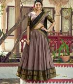 Grey Cotton Poly Plain Traditional Wedding Lehenga Choli Set