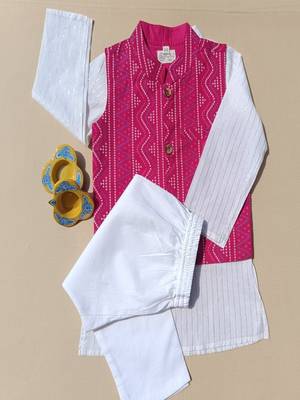 Pink bandhej kurta set 3